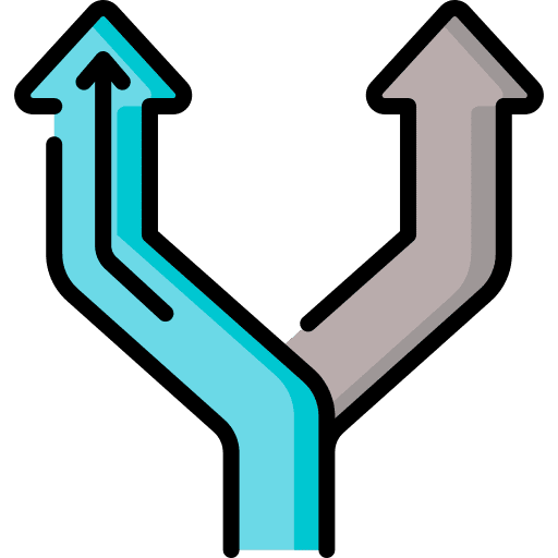 Left way arrow y intersection crossing icon Left way arrow y intersection crossing icon