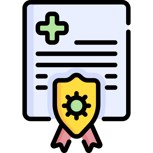 Certification healthcare and medical software license coronavirus icon