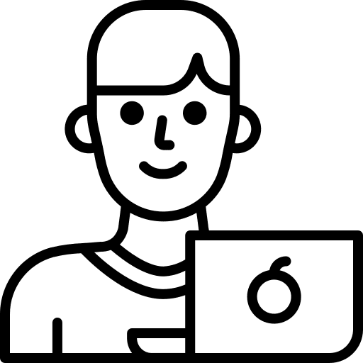 Freelancer worker working computer icon Freelancer worker working computer icon