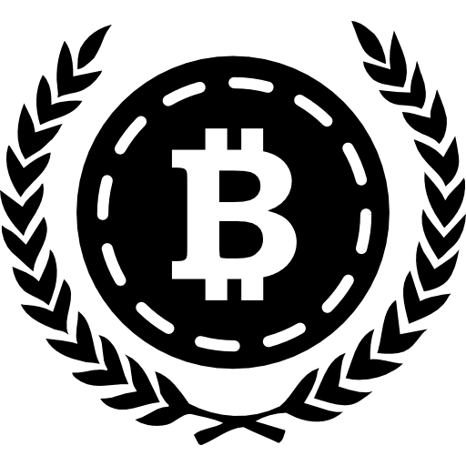 Bitcoin with olive leaves at both sides symbol commerce money icon