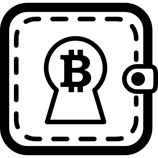 Bitcoin sign in keyhole shape on a wallet bitcoin money tools and utensils icon