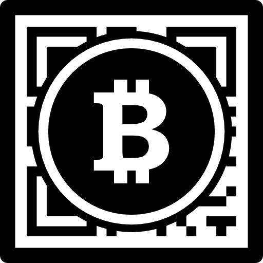 Bitcoin with qr code interface commercial symbol of money qr code bitcoin square icon