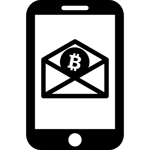 Bitcoin email by mobile phone message phone money icon