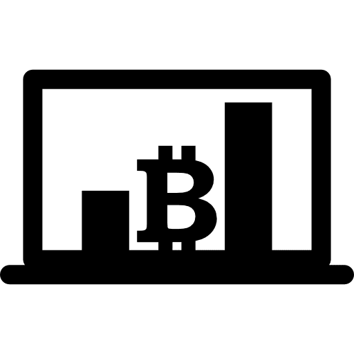 Bitcoin bars graphic on laptop screen bitcoin laptop money icon