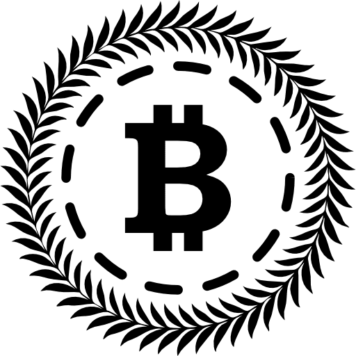 Bitcoin surrounded by a circle of olive leaves bitcoin commerce olive icon