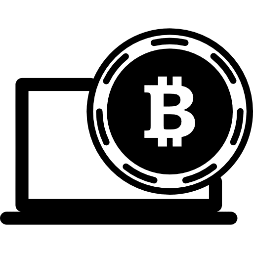 Bitcoin and laptop symbol bitcoins symbol commercial icon