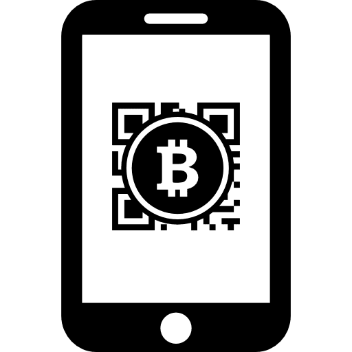 Bitcoin qr code on mobile phone screen money screen mobile phone icon