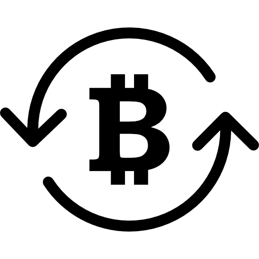 Bitcoin symbol inside circulating arrows commerce bitcoin symbol arrow icon