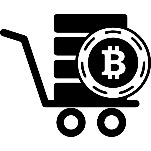 Bitcoin in a pushcart cart bitcoin symbol commerce icon
