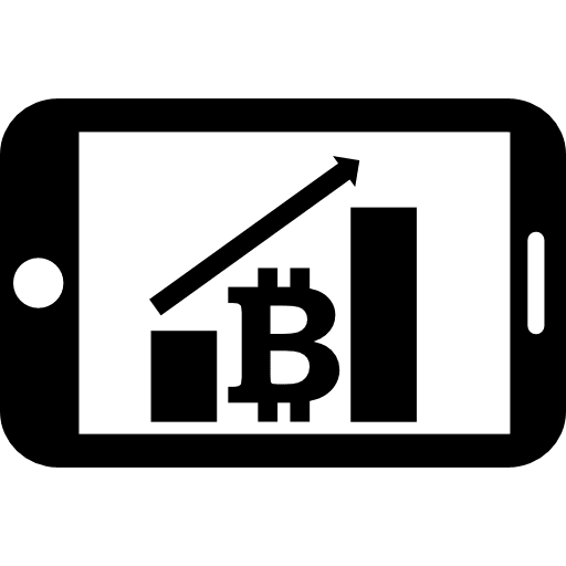 Bitcoin mobile phone graphic arrows phone mobile icon