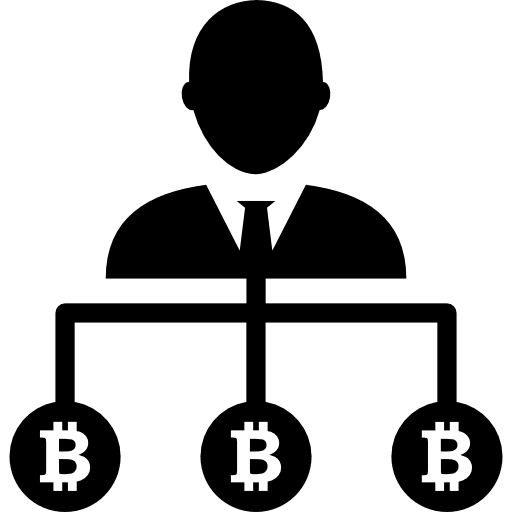 Bitcoin user down line symbol down user money icon