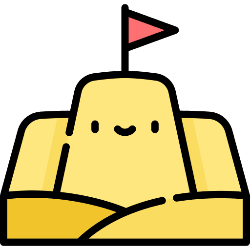 Sand castle beach castle buildings icon