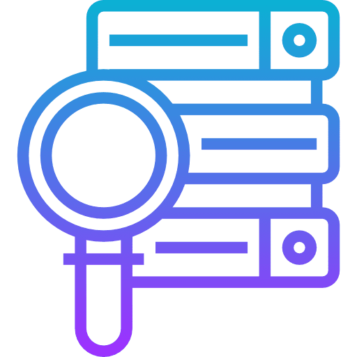 Database servers server magnifying glass icon Database servers server magnifying glass icon