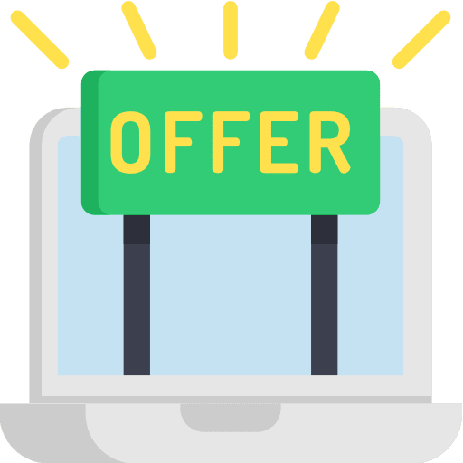Offer online online shopping website icon