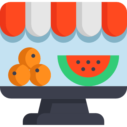 Shop vegetables computer food and restaurant icon Shop vegetables computer food and restaurant icon