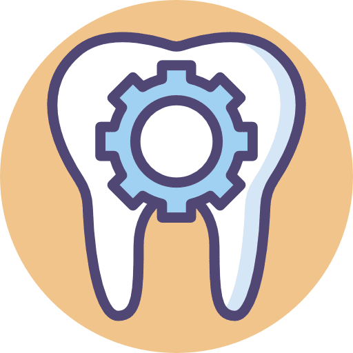Dentist construction and tools caries gear icon