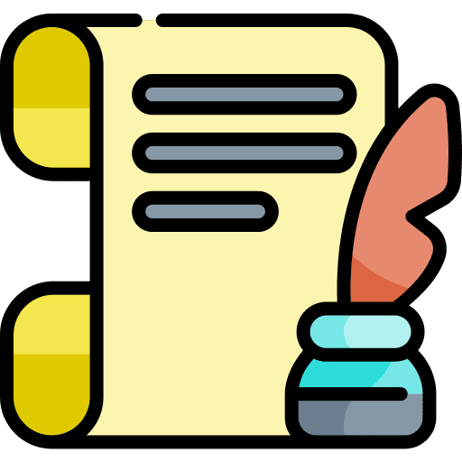 Parchment old paper history feather pen icon