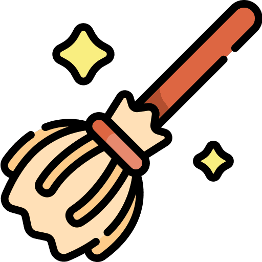 Broom broomstick furniture and household sweep icon