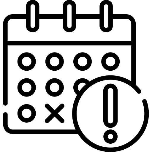 Deadline exclamation mark time and date exception icon