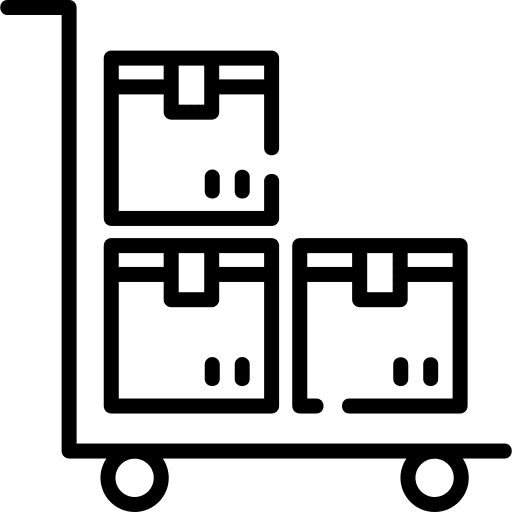 Logistics trolley packages packing icon Logistics trolley packages packing icon