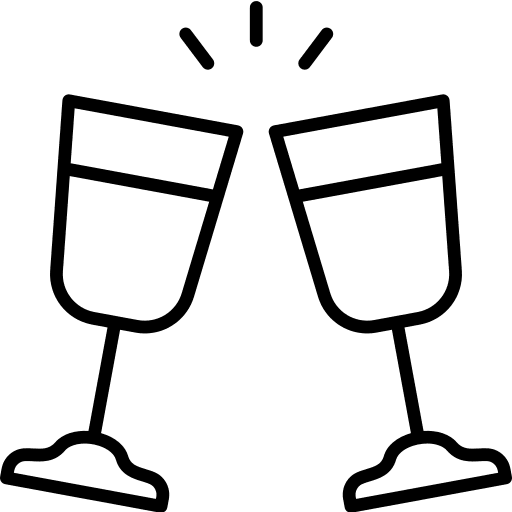 Drinking glasses signs birthday and party icon