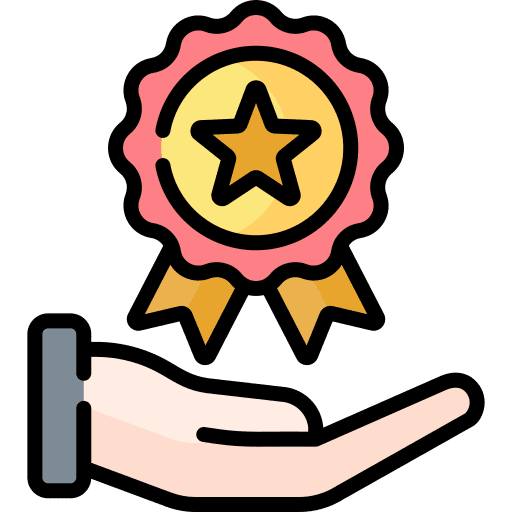 Reward sports and competition hand badge icon