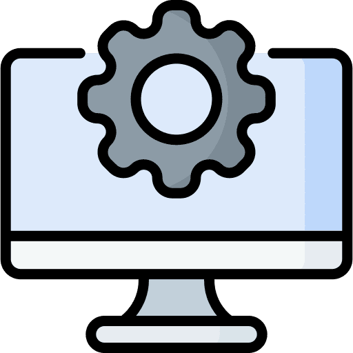 Settings cogwheel monitor screen icon