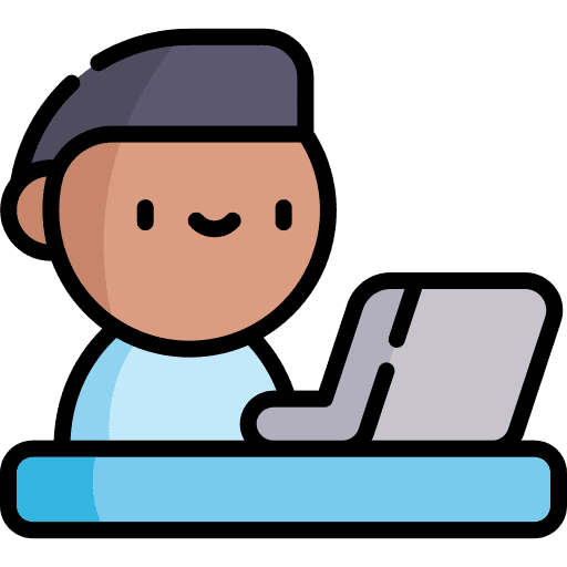 Working at home computer man freelancer icon