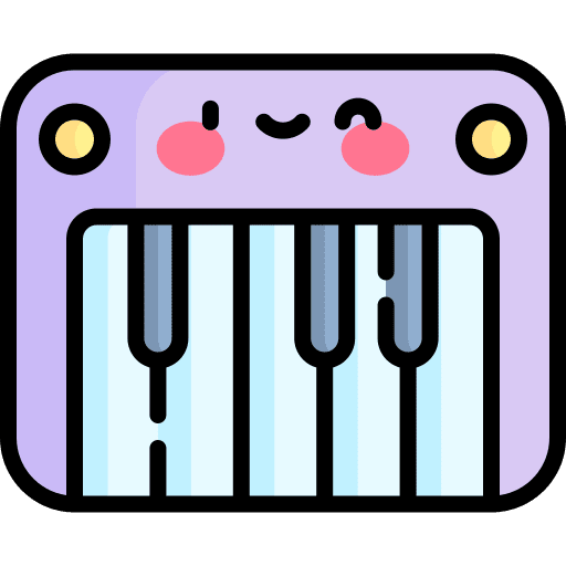 Piano childhood music and multimedia keyboard icon