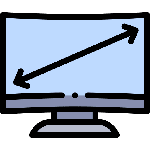 Inch display size tv display icon