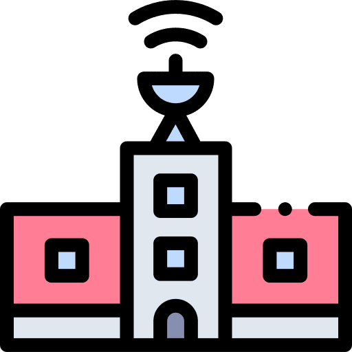 Studio building antenna parabolic icon Studio building antenna parabolic icon