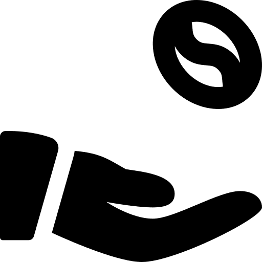 Coffee beans seeds hand food icon