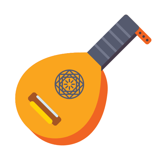 Psaltery bow music and multimedia musical instrument icon