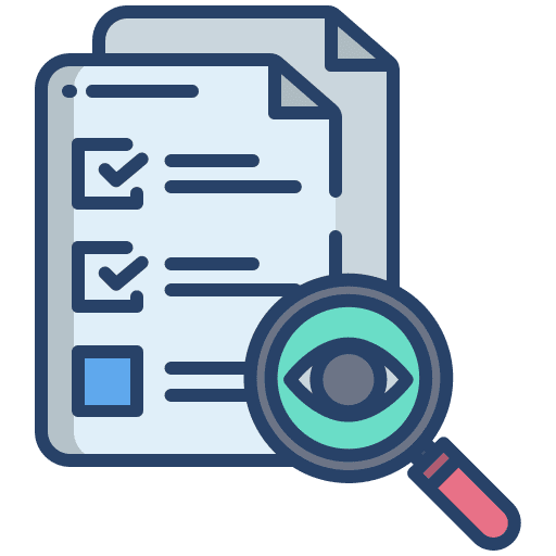 Checklist magnifying glass checklist files and folders icon