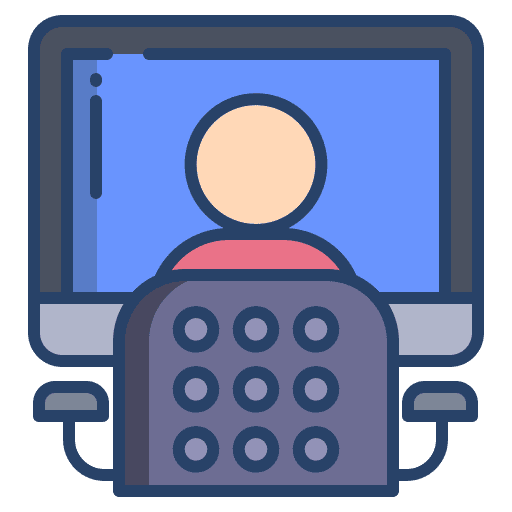 Work space computer chair education icon
