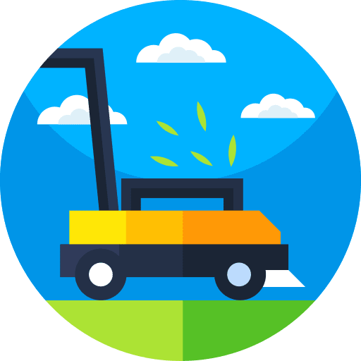 Lawn mower machine yard cutting icon