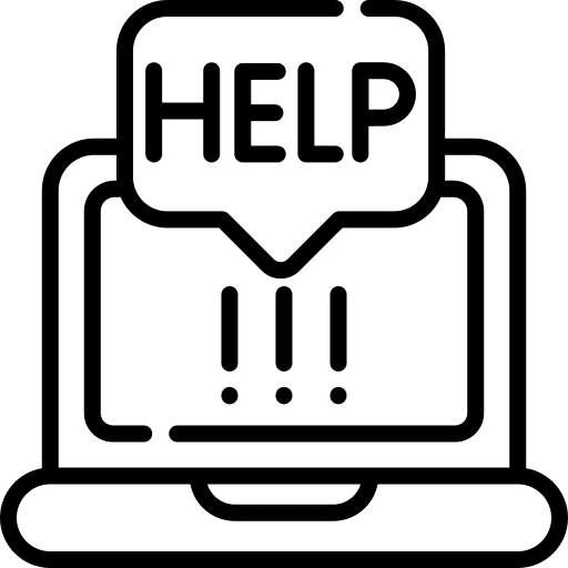 Laptop computer help alert icon Laptop computer help alert icon
