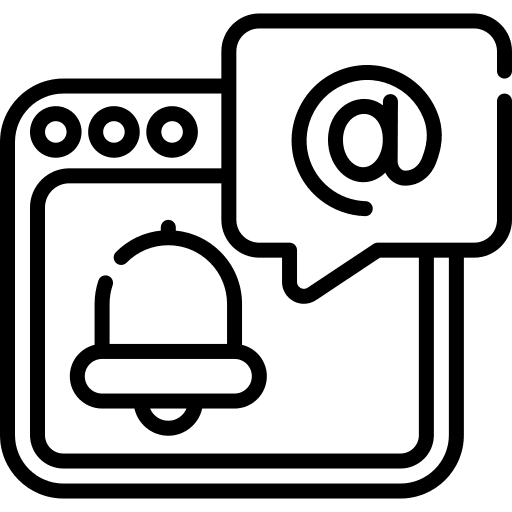 Notification bell email at web page icon Notification bell email at web page icon