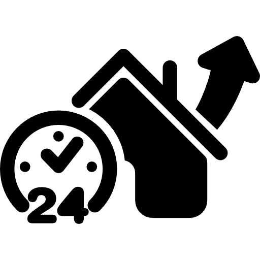 Home sale up arrow clock home icon