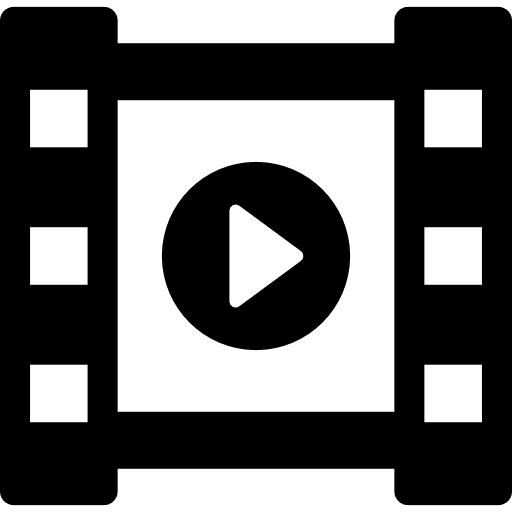 Film reel playing video player filming play button icon Film reel playing video player filming play button icon