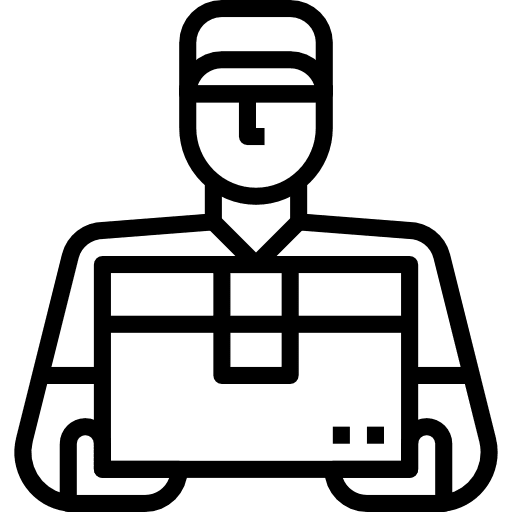 Delivery man box package commerce icon