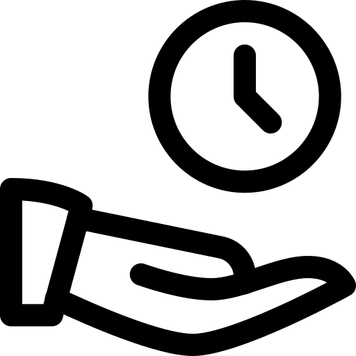 Share time and date clock hands and gestures icon