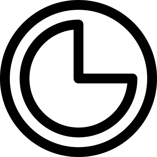 Three quarters 45 minutes technology time and date icon