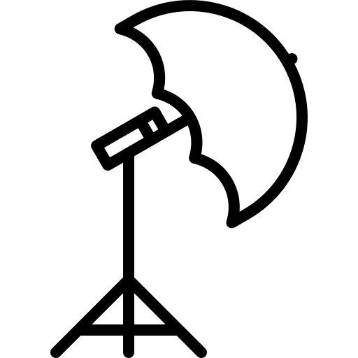 Umbrella photography equipment flash studio icon