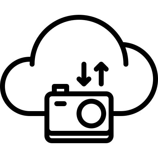 Cloud storage photo camera arrows multimedia option icon Cloud storage photo camera arrows multimedia option icon