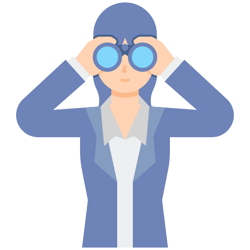Visionary businesswoman vision binoculars icon