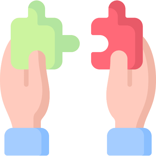 Puzzle pieces consolidation company union icon