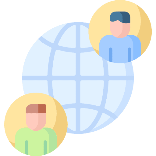 Remote members business and finance connected icon