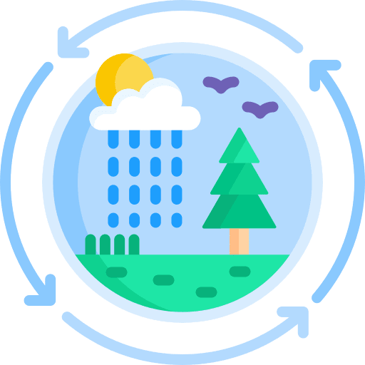 Ecosystem cloud water cycle rain icon