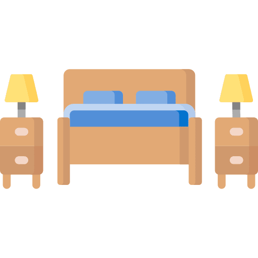 Bedroom rest double bed queen size icon